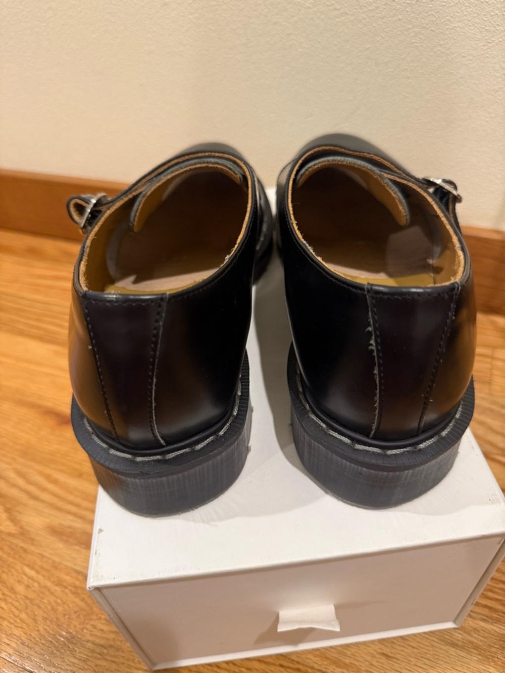 Solovair Black Hi-Shine Single Buckle Monk Shoes UK 7.5 - Picture 6 of 7